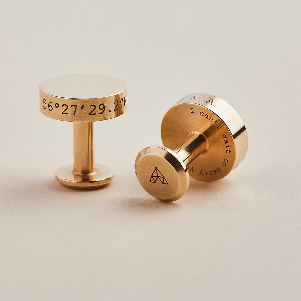 Personalised Solid Brass Cufflinks Man Gun Bear