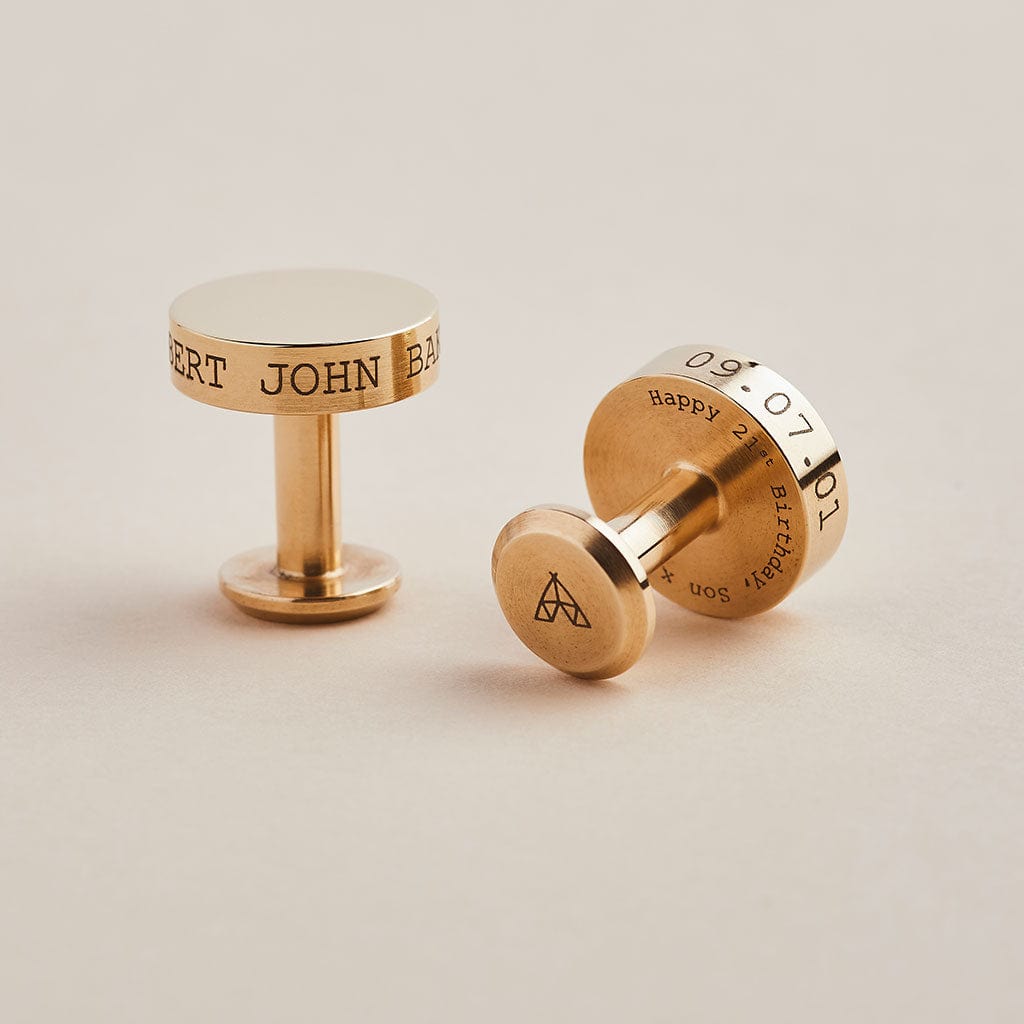 Personalised Solid Brass Cufflinks Man Gun Bear