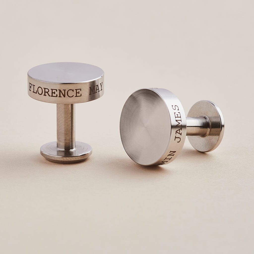 Personalised Stainless Steel Cufflinks Man Gun Bear