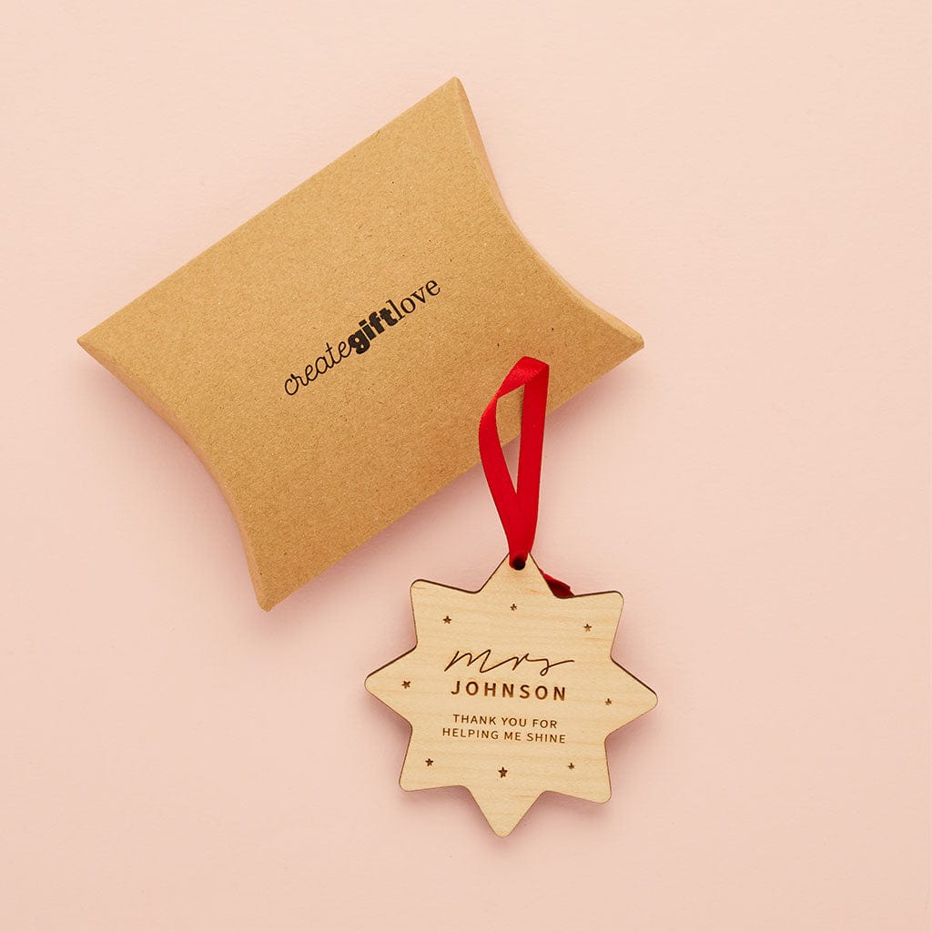 Personalised Star Teacher Christmas Bauble Create Gift Love