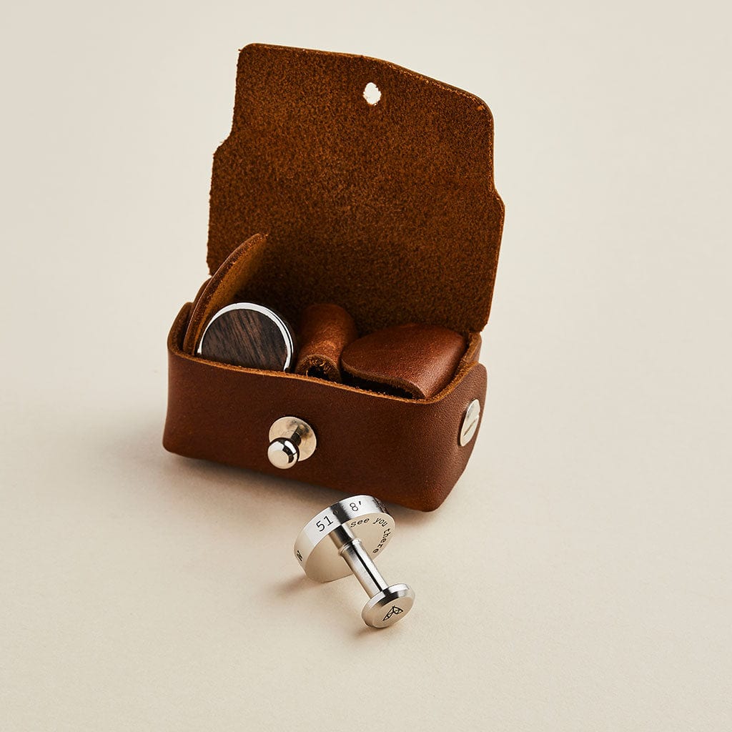 Personalised Steel and Walnut Cufflinks Man Gun Bear