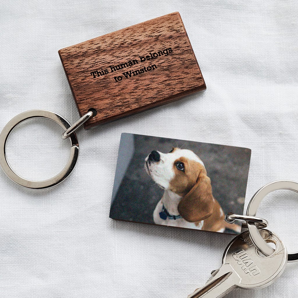 Personalised Wood And Acrylic Photo Keyring Create Gift Love