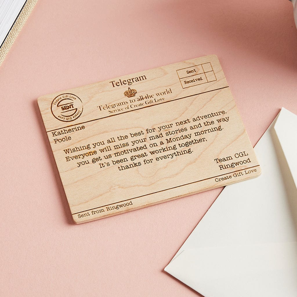 Personalised Wood Telegram Create Gift Love