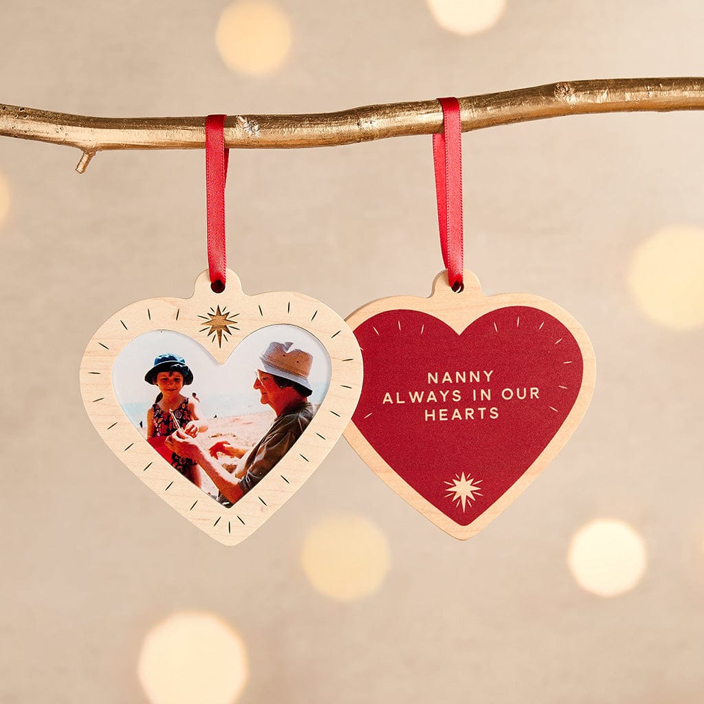 Personalised Wooden Heart Photo Christmas Bauble CGL
