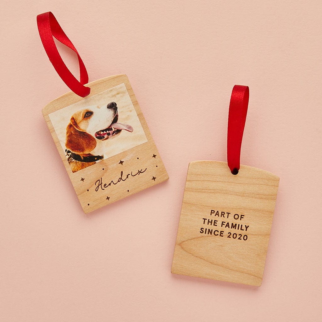 Personalised Wooden Photo Block Christmas Bauble Create Gift Love