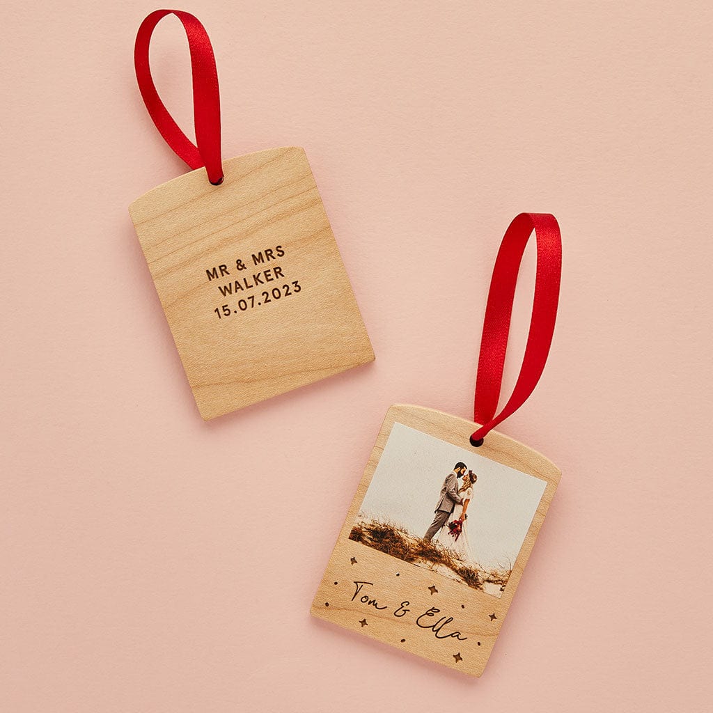 Personalised Wooden Photo Block Christmas Bauble Create Gift Love