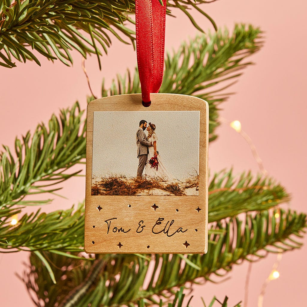 Personalised Wooden Photo Block Christmas Bauble Create Gift Love