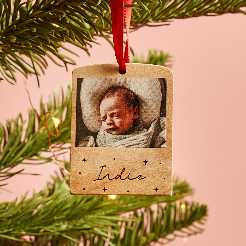 Personalised Wooden Photo Block Christmas Bauble Create Gift Love