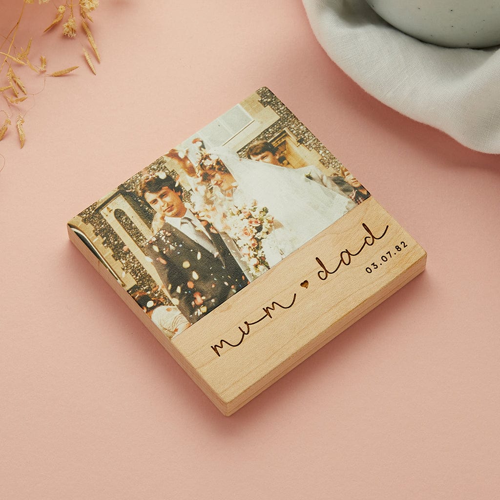 Personalised Wooden Photo Coaster Couples Create Gift Love