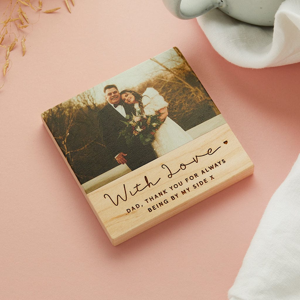 Personalised Wooden Photo Coaster With Love Create Gift Love