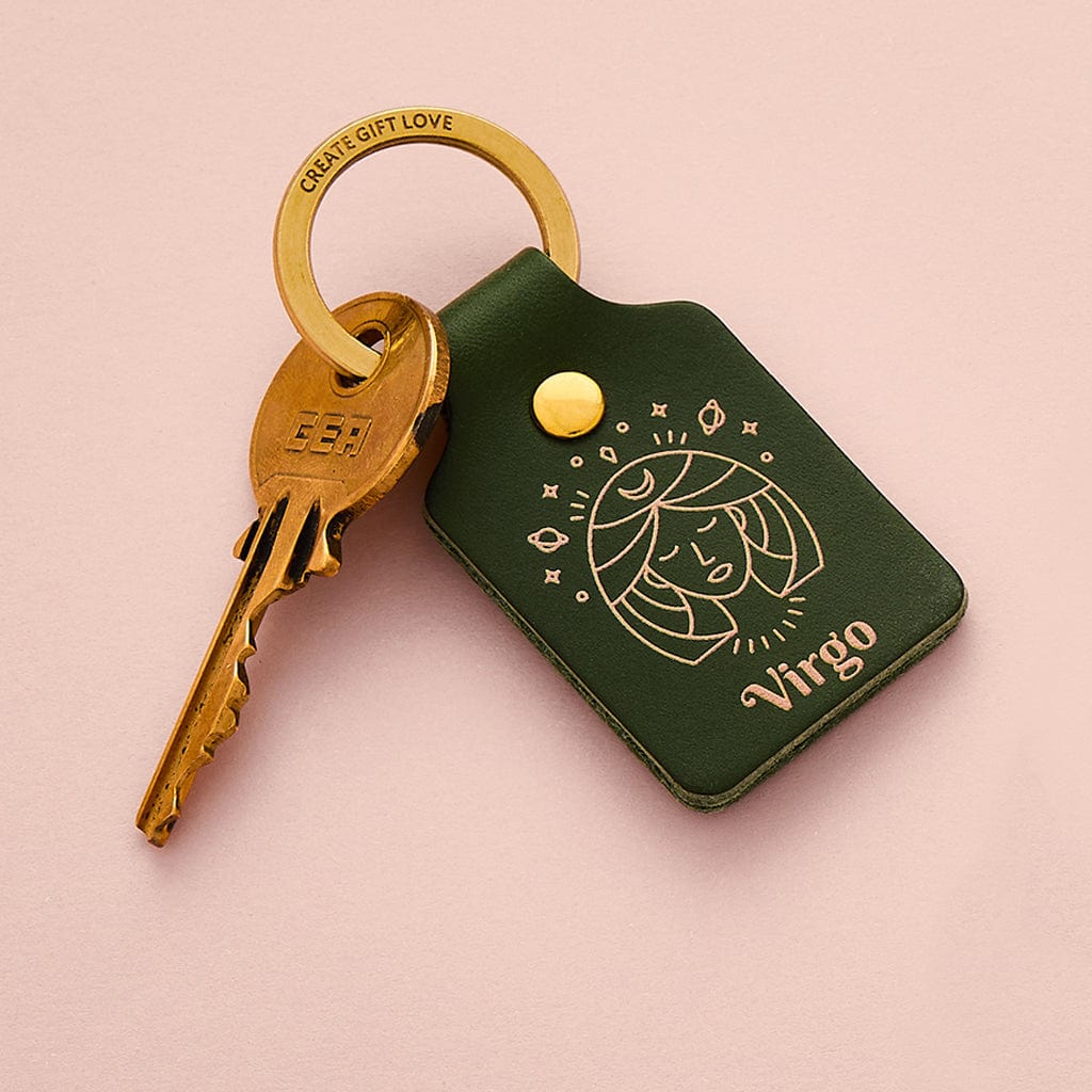 Personalised Zodiac Leather Keyring CGL