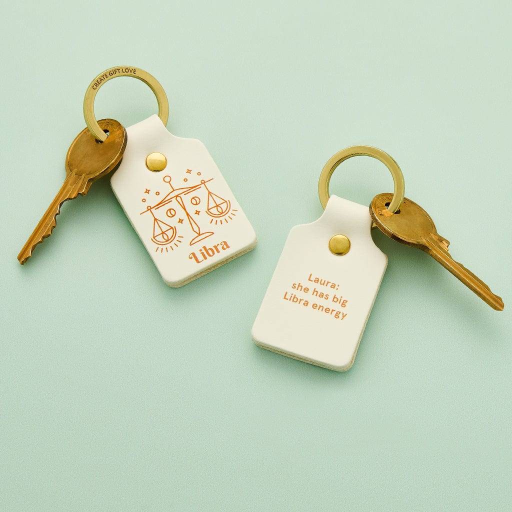 Personalised Zodiac Leather Keyring CGL