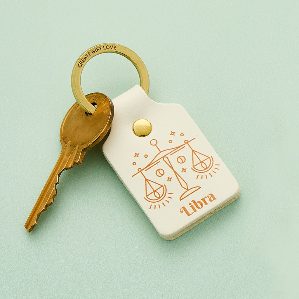 Personalised Zodiac Leather Keyring CGL