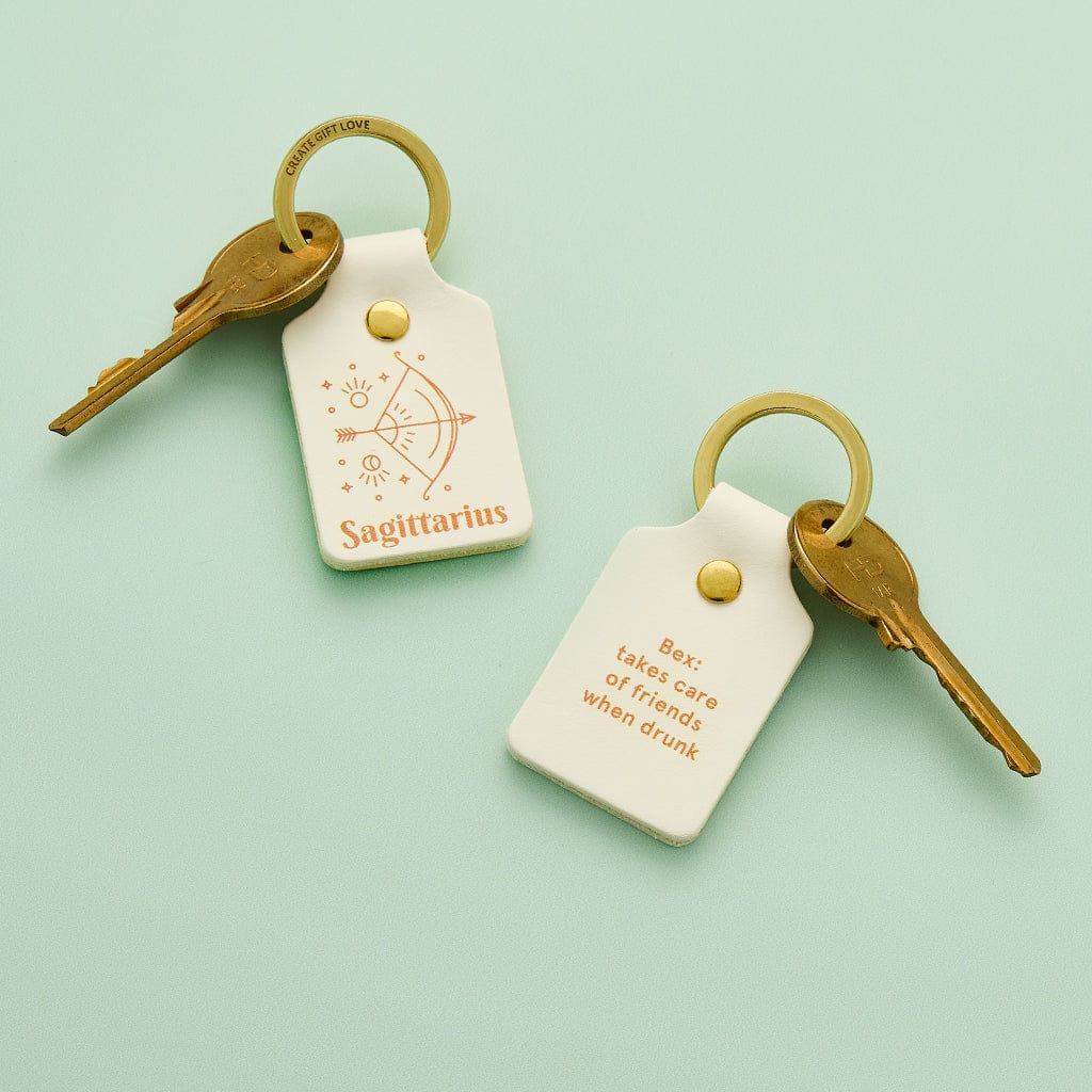 Personalised Zodiac Leather Keyring CGL