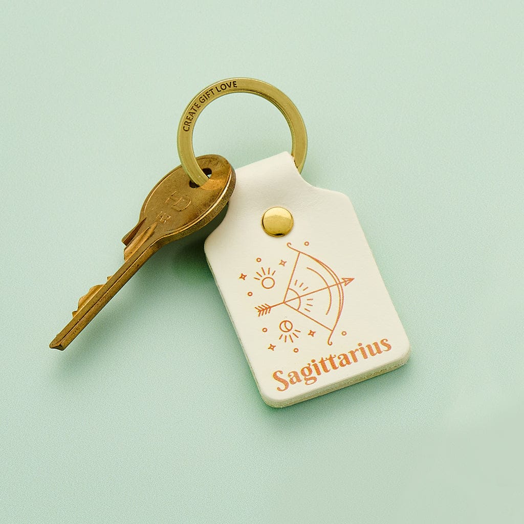 Personalised Zodiac Leather Keyring CGL