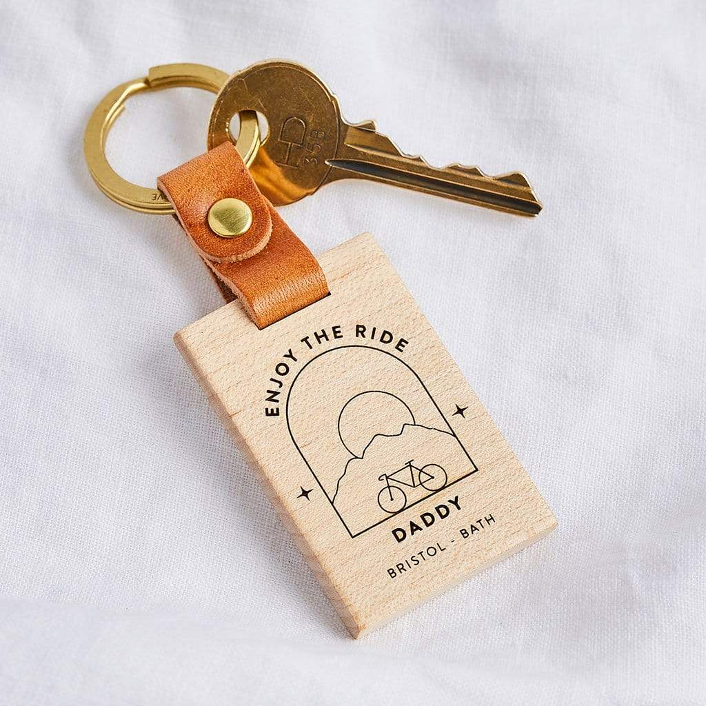 'Enjoy the Ride' Personalised Wooden Keyring Create Gift Love