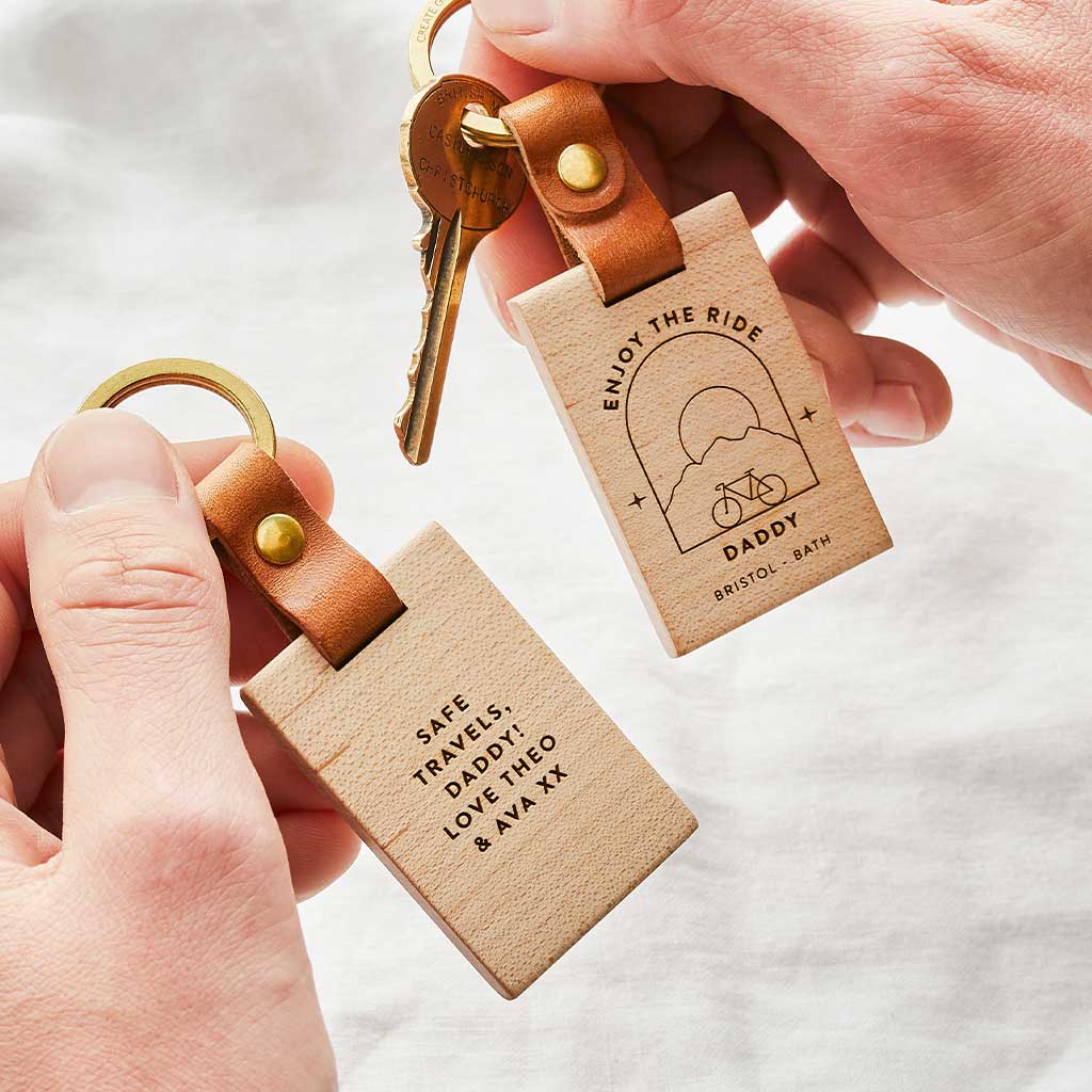 'Enjoy the Ride' Personalised Wooden Keyring Create Gift Love