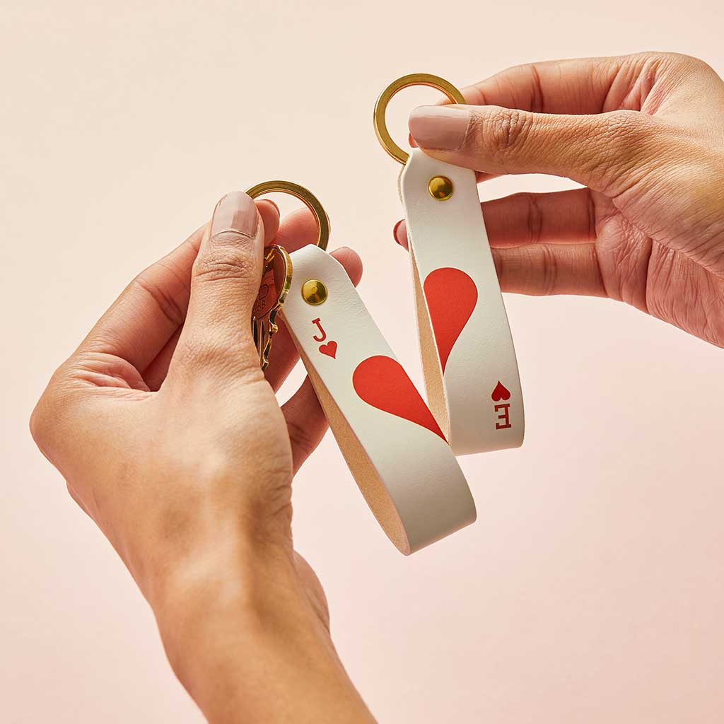 Personalised Ace of Hearts Couples Keyring Set