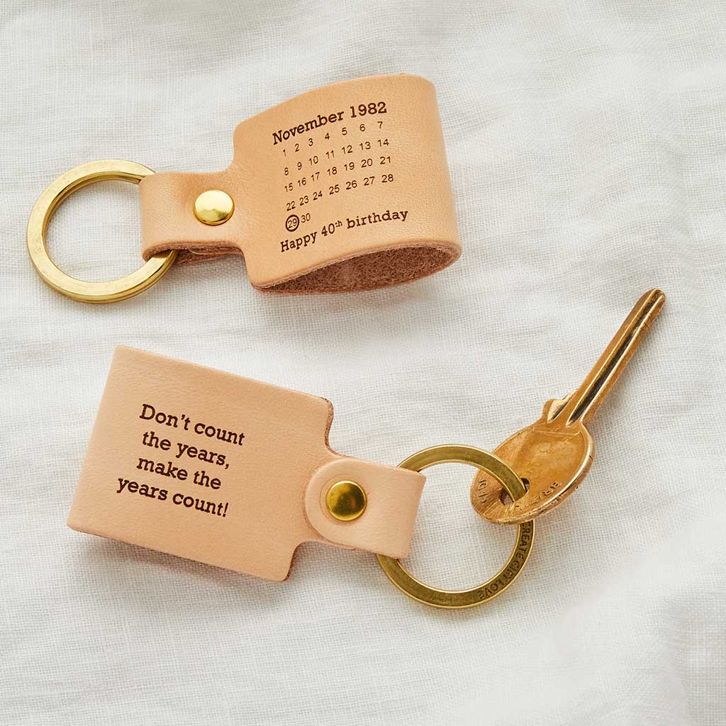 Personalised Calendar Keyring for Milestone Birthdays Create Gift Love