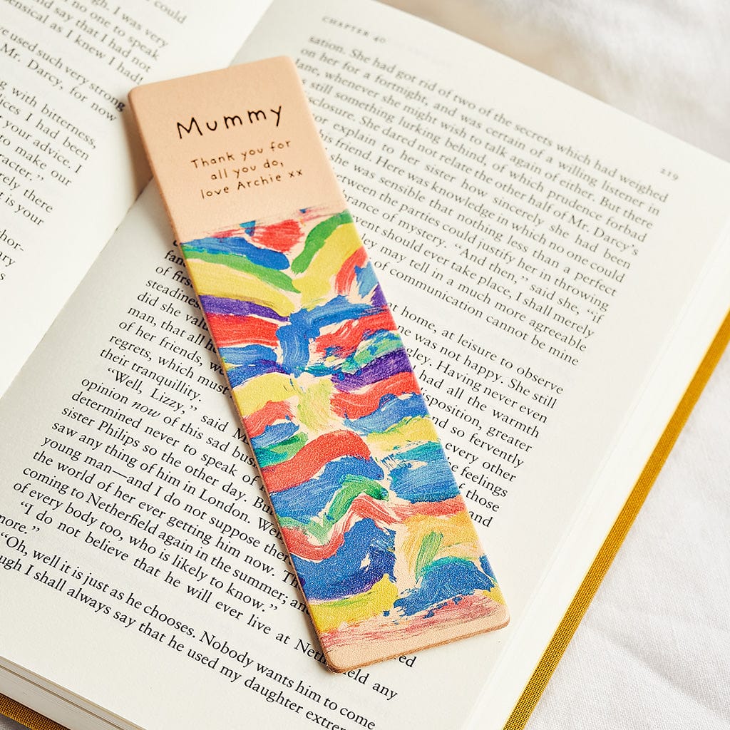 Personalised Child's Drawing Leather Bookmark Create Gift Love