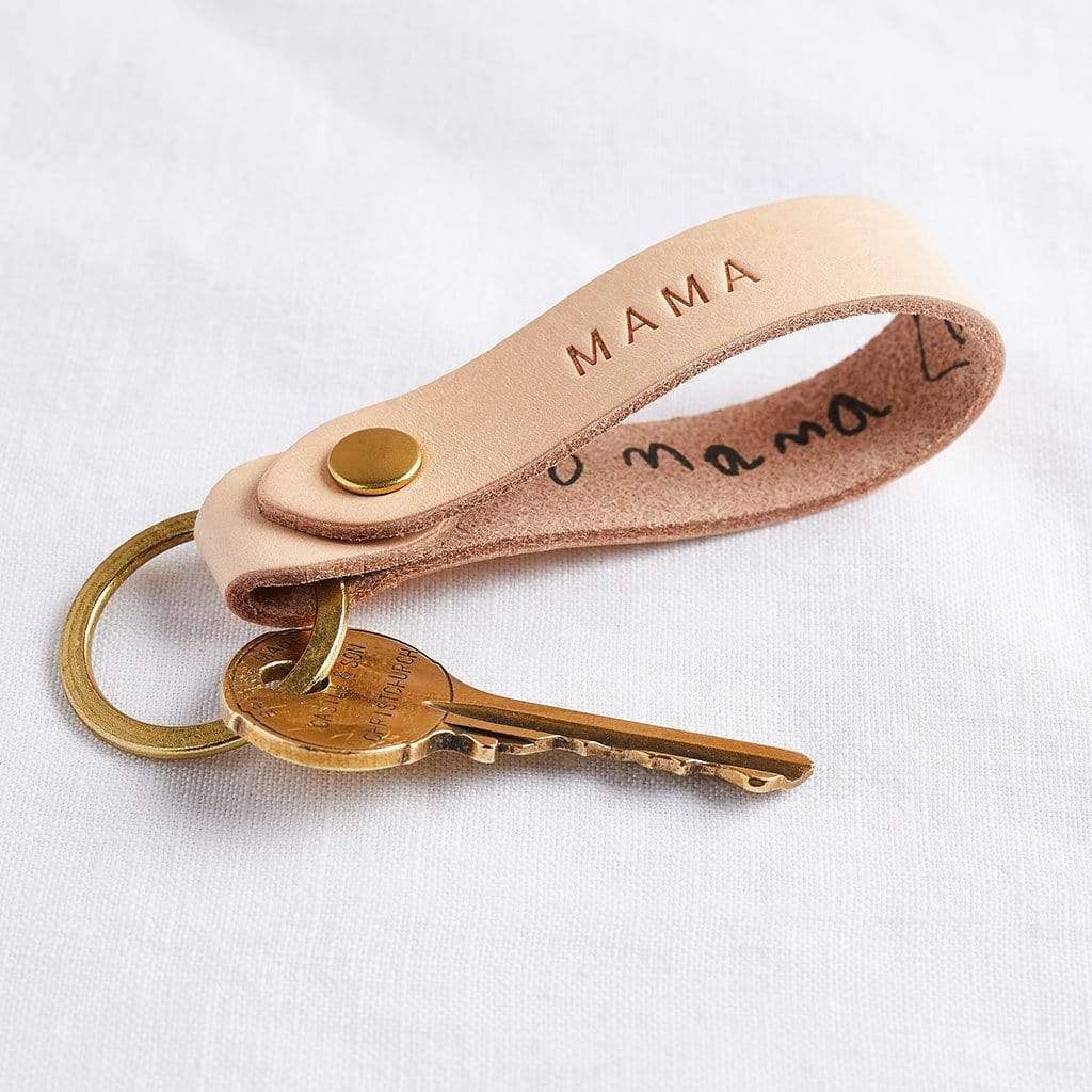 Personalised Child's Handwriting Leather Keyring Create Gift Love