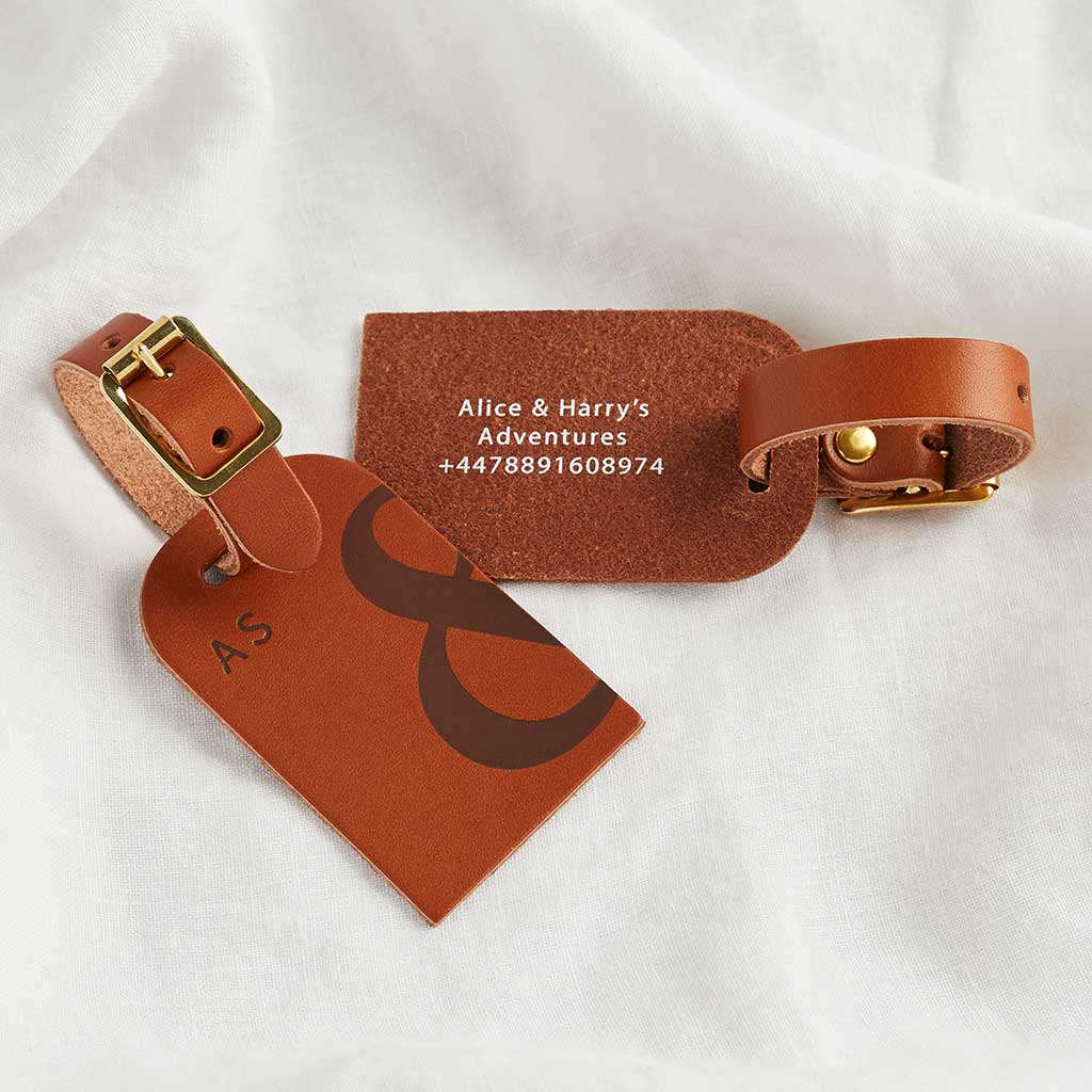 Personalised Couples Leather Luggage Tag Set Create Gift Love