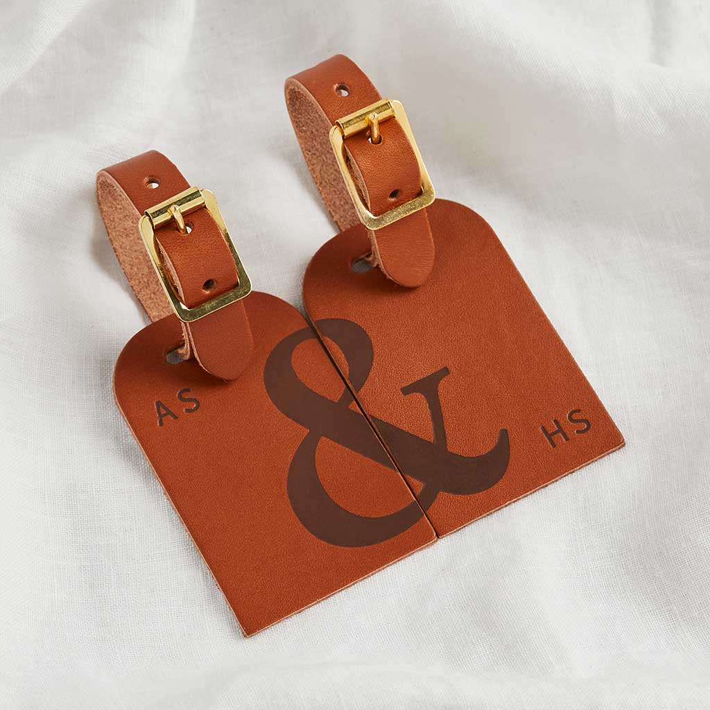 Personalised Couples Leather Luggage Tag Set Create Gift Love