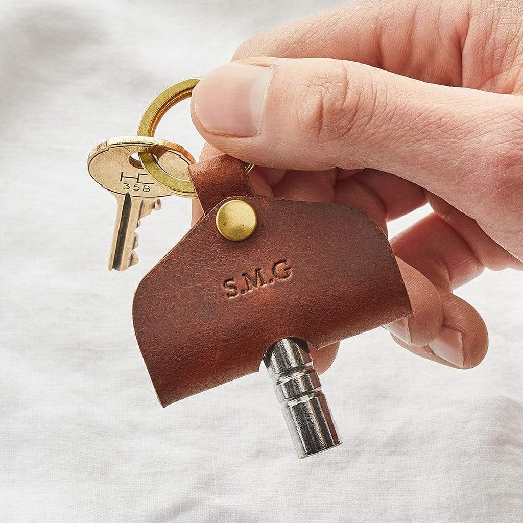 Personalised Drum Key Holder Leather Keyring Create Gift Love