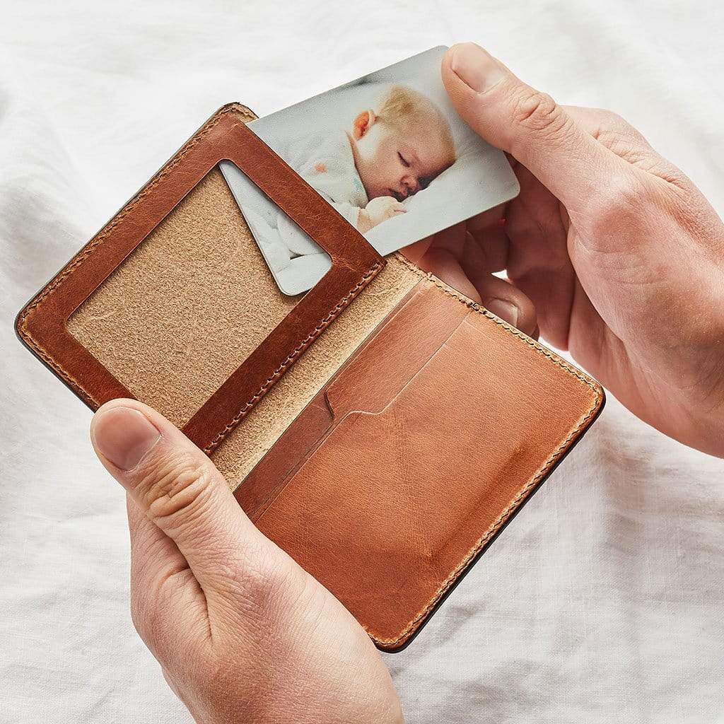 Personalised Leather Card Wallet with Photo Insert | Create Gift Love