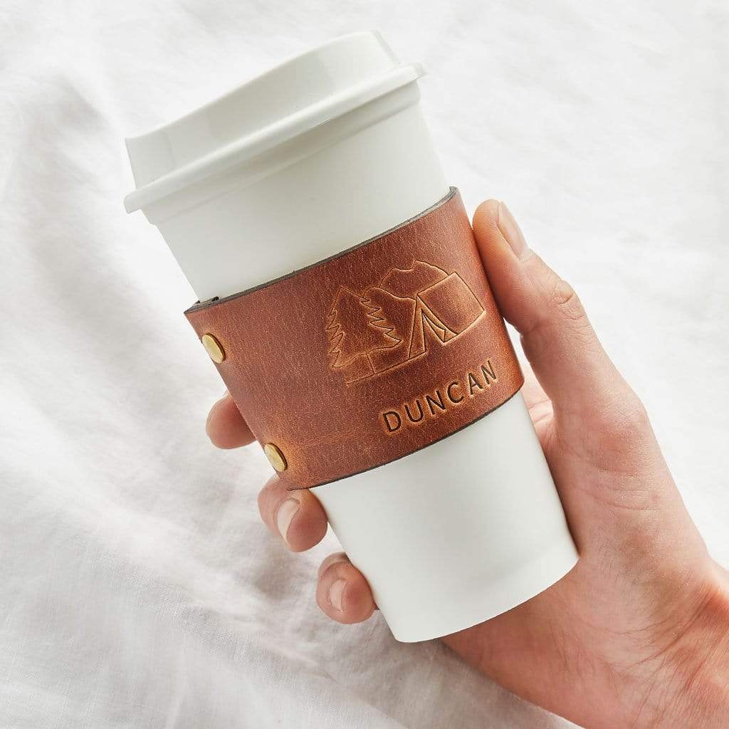 Personalised Leather Coffee Cup Sleeve Create Gift Love