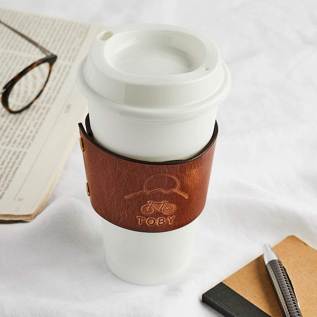 Personalised Leather Coffee Cup Sleeve Create Gift Love