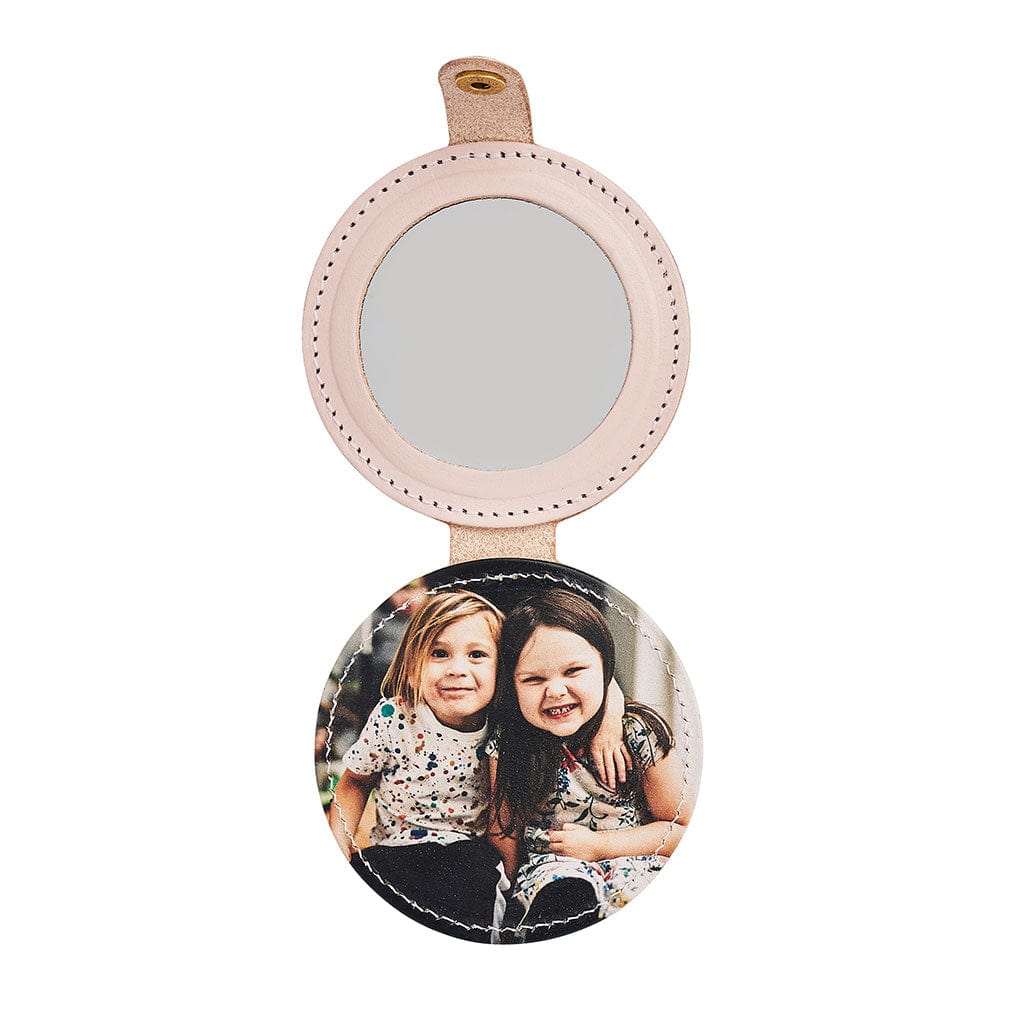 Personalised Leather Compact Mirror with Photo Create Gift Love