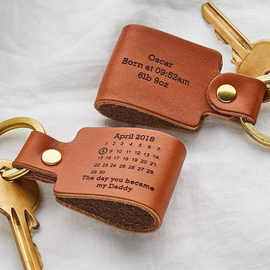 Personalised Leather 'Day You Became My....' Keyring Create Gift Love