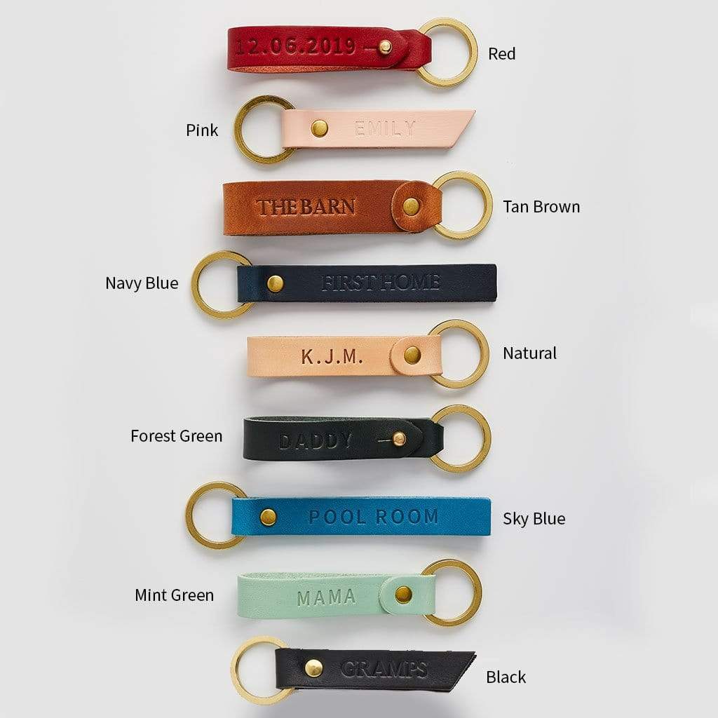 Personalised Leather Debossed Keyring Create Gift Love