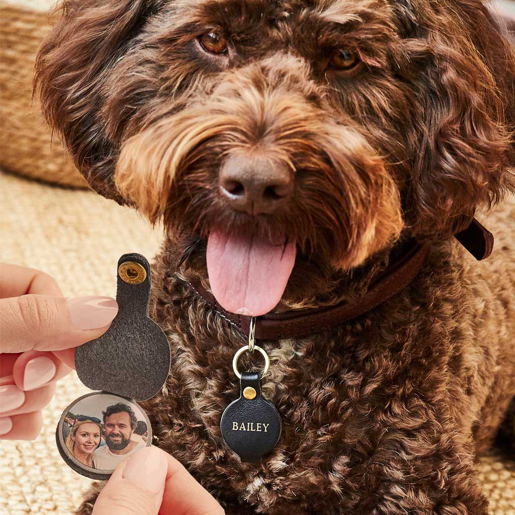 Personalised Leather Dog Name Tag With Photo Create Gift Love