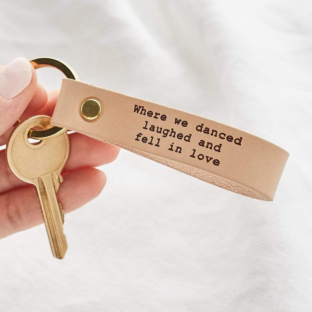 Personalised Leather Loop Keyring Create Gift Love