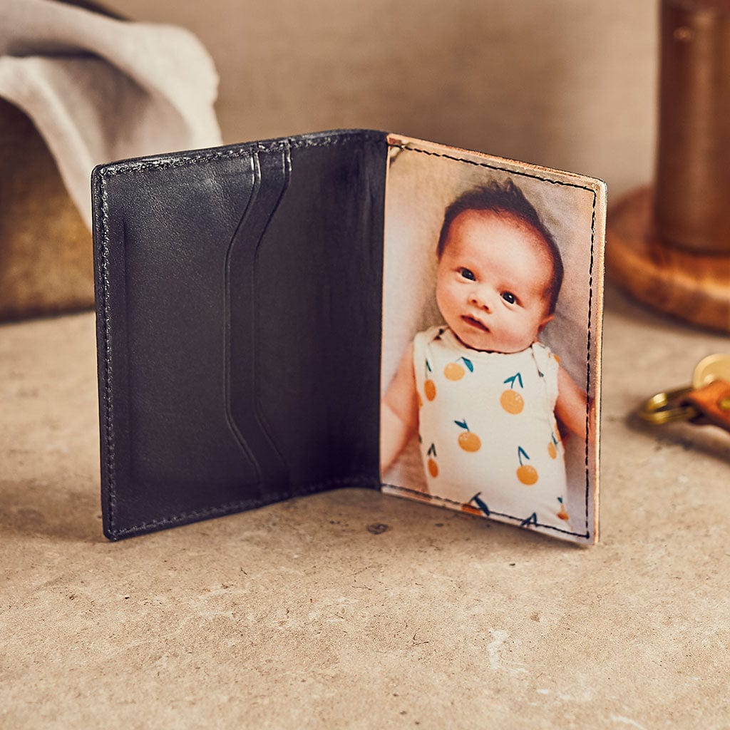 Personalised Leather Card Wallet with Photo Insert | Create Gift Love