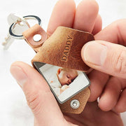 Personalised Metal Photo Keyring With Leather Case Create Gift Love