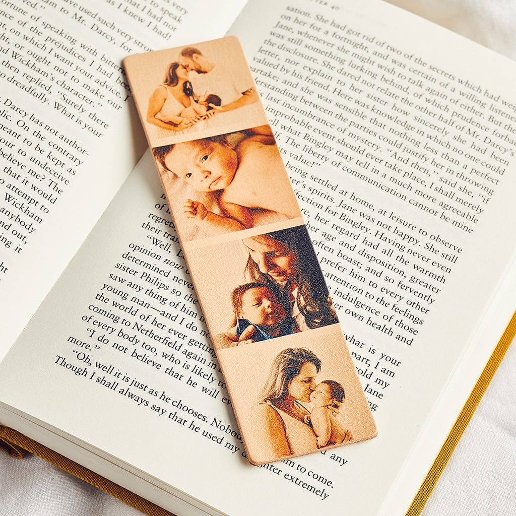 Personalised Photo Strip Leather Bookmark Create Gift Love