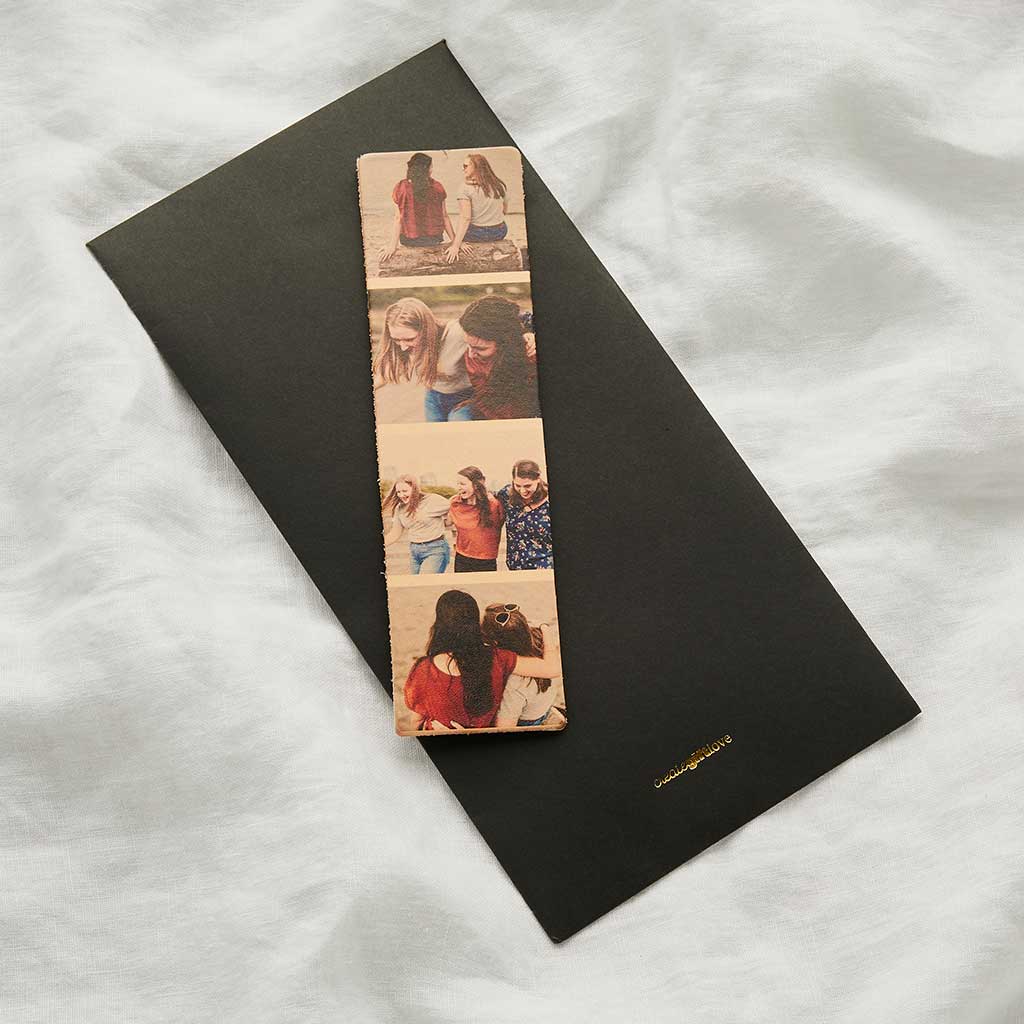 Personalised Photo Strip Leather Bookmark Create Gift Love