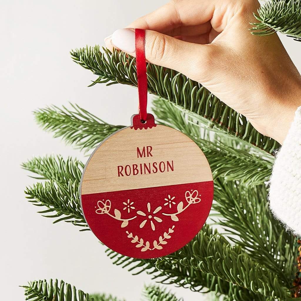 Personalised Scandi Christmas Bauble Teacher Gift Create Gift Love