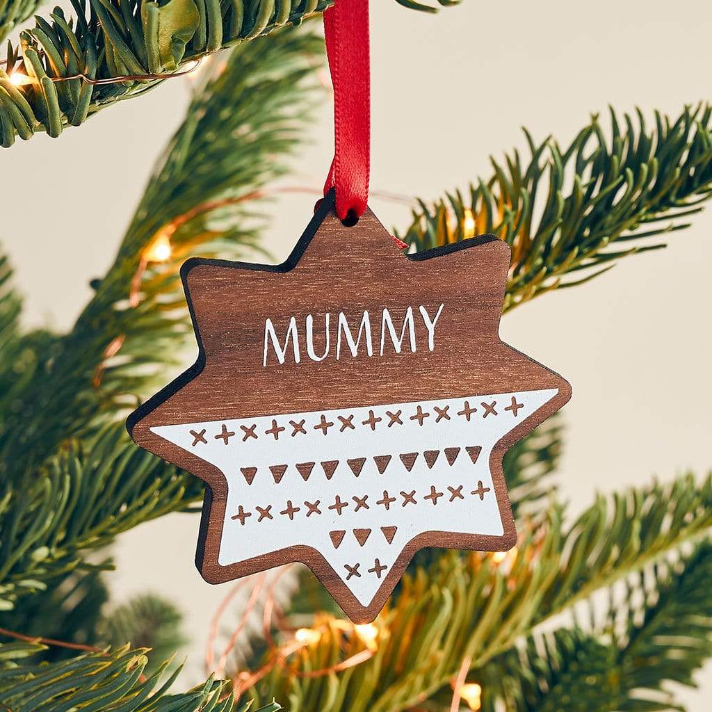 Personalised Scandi Walnut Wood Christmas Bauble Create Gift Love
