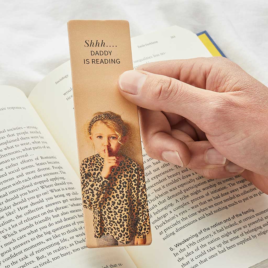 Personalised ‘Shhh…’ Leather Bookmark with Photo Create Gift Love