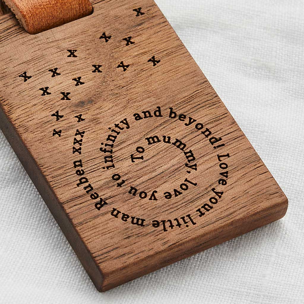 Personalised Spiral Message Wooden Keyring Create Gift Love