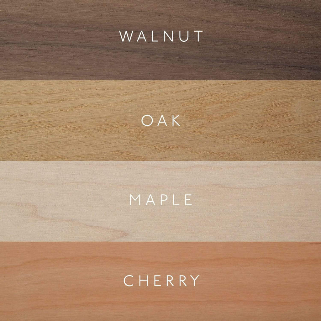 Walnut, oak, maple and cherry wood swatches