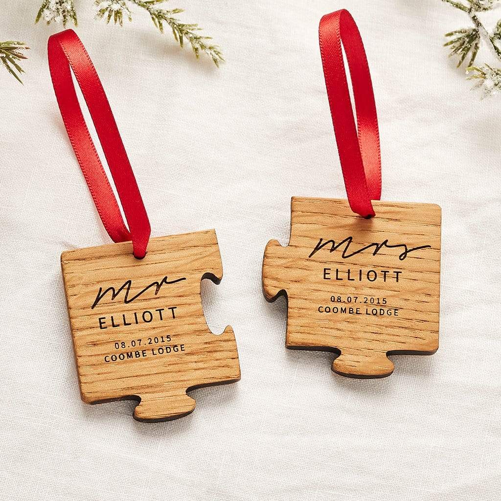 Personalised Wedding Christmas Jigsaw Decoration Create Gift Love