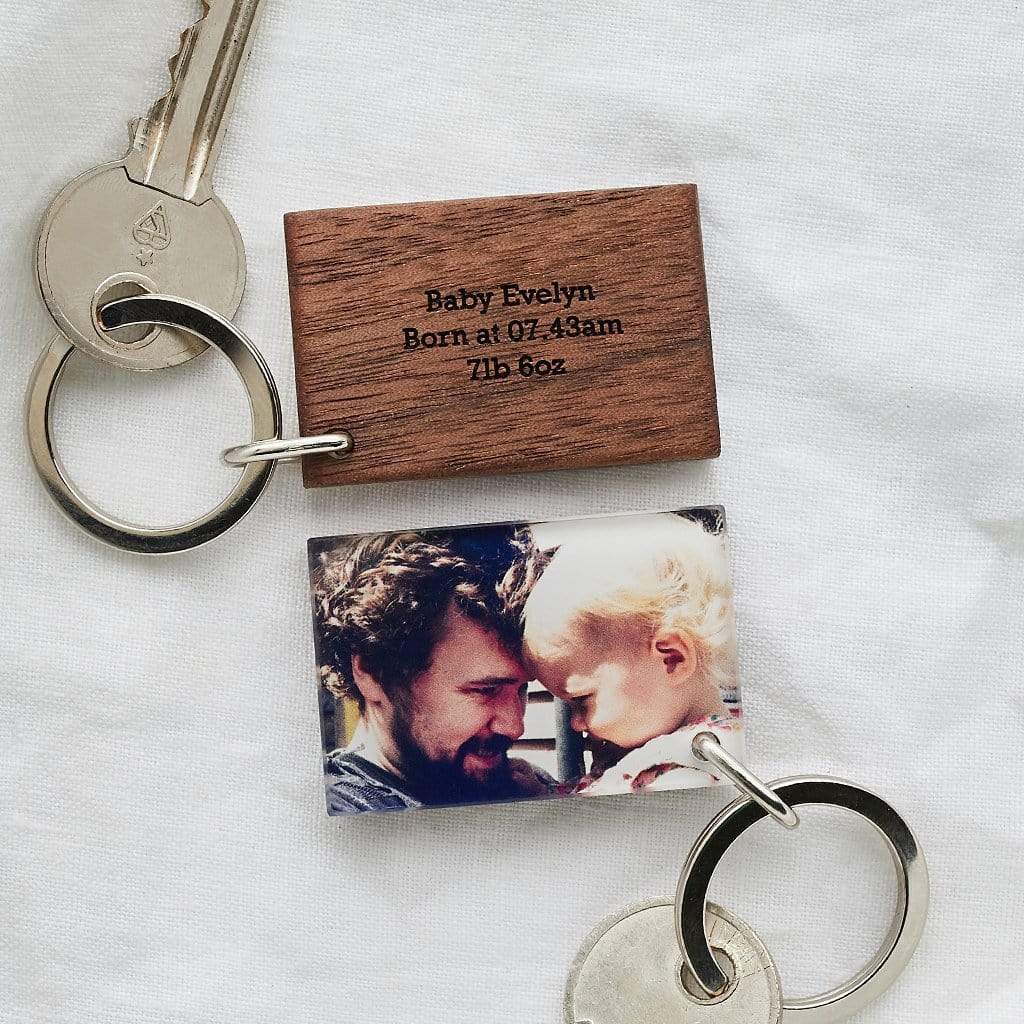 Personalised Wood And Acrylic Photo Keyring Create Gift Love