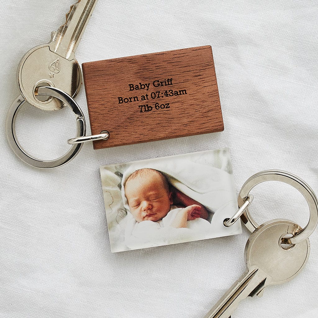 Personalised Wood And Acrylic Photo Keyring Create Gift Love