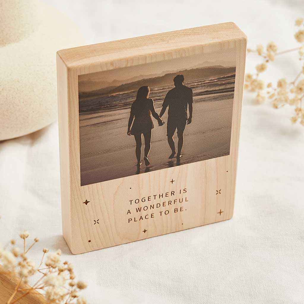 Personalised Wood Desk Photo Block Create Gift Love