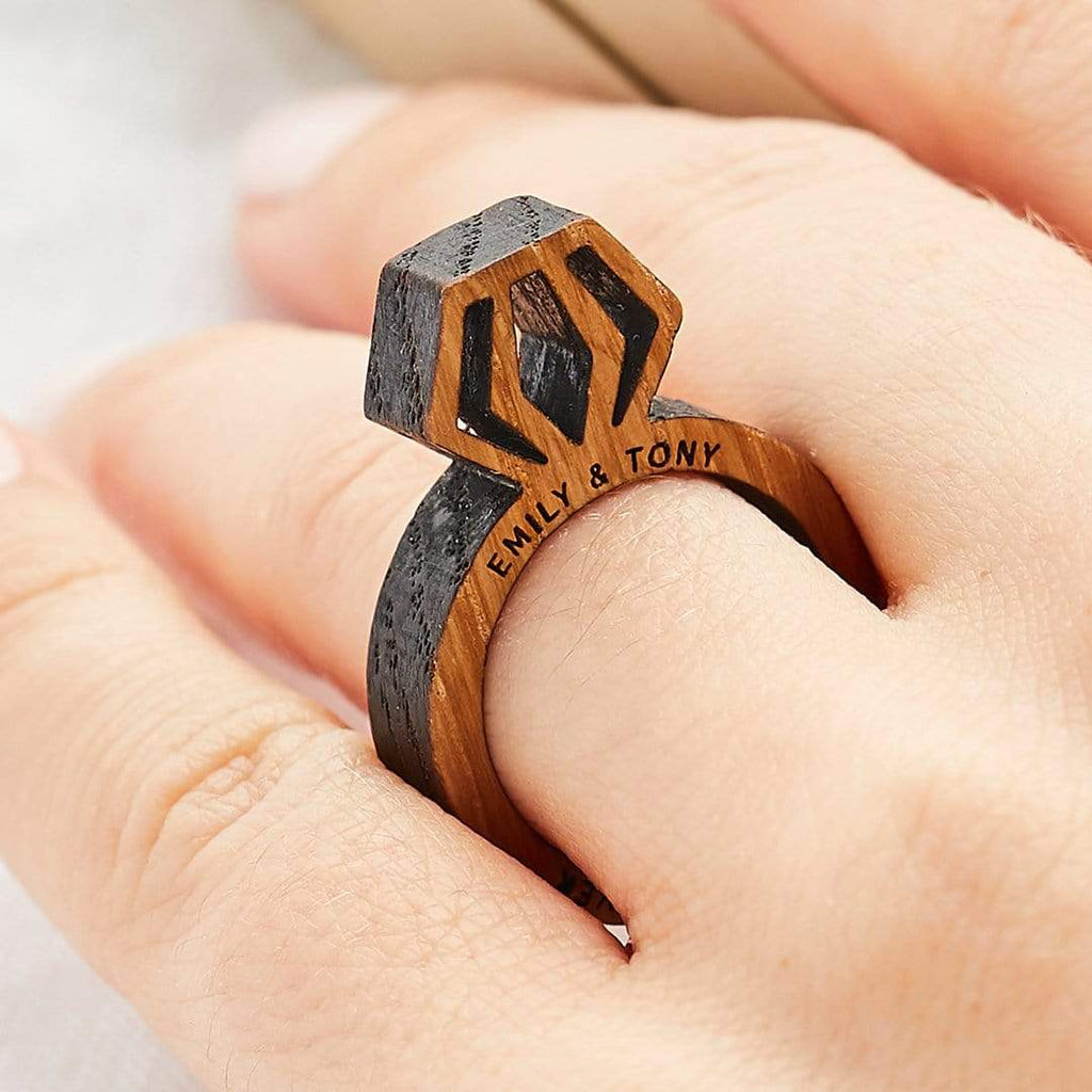 Personalised Wood Proposal Engagement Ring Create Gift Love